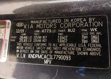 2020 Kia Sportage Lx z USA, uszkodzony, nr VIN KNDPMCAC1L7790093